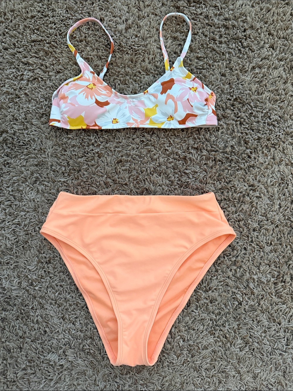 Xhilaration Peach Bandeau Swim Bikini High Waisted